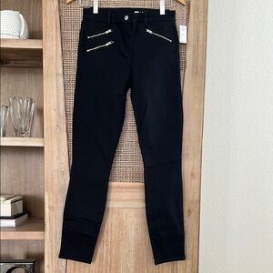 GAP Women Modern Stretch Black Skinny Pants with Zipper Accents